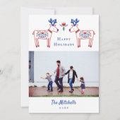 Prettige feestdagen Scandinavisch bloemenrendier Feestdagenkaart (Voorkant)