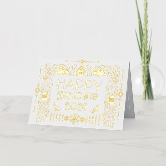 Prettige feestdagen Scandinavisch Jaar Wit (Voorkant)