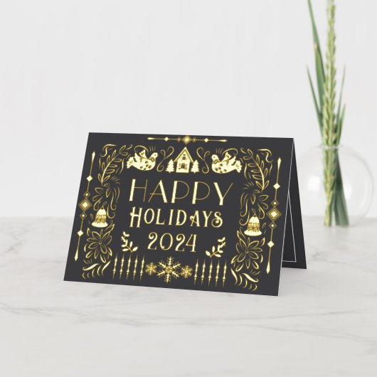 Prettige feestdagen Scandinavische jaar grijs (Voorkant)