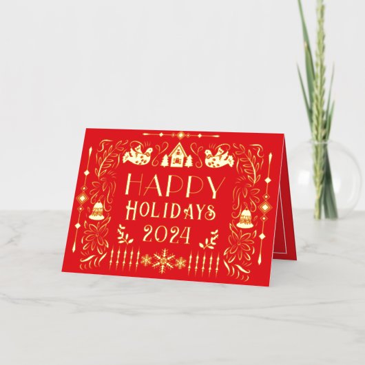 Prettige feestdagen Scandinavische jaar rood (Voorkant)