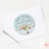 Prettige feestdagen schaatsen ronde sticker (Envelop)