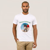 prettige feestdagen Schattig Dog Holiday Cool T-sh T-shirt (Voorkant volledig)