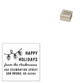 Prettige feestdagen Schattig Kerst Lights Naam Adr Rubberstempel (Gestempeld)