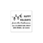 Prettige feestdagen Schattig Kerst Lights Naam Adr Rubberstempel (Afrduk)