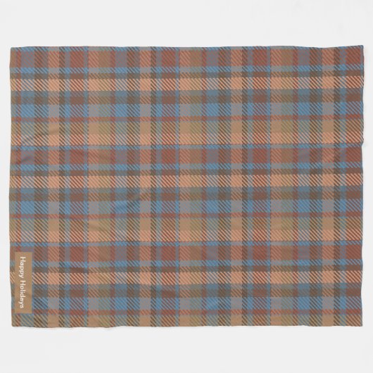 Prettige feestdagen schattig plaid Brown patroon Fleece Deken (Voorkant (Horizontaal))