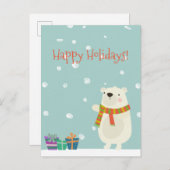 Prettige feestdagen Schattige Polar Beer Kerst Briefkaart (Voorkant / Achterkant)