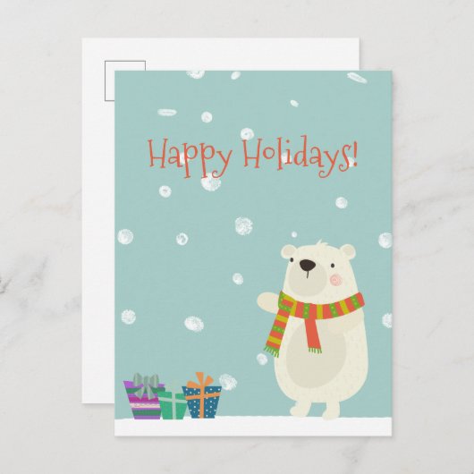 Prettige feestdagen Schattige Polar Beer Kerst Briefkaart (Voorkant / Achterkant)