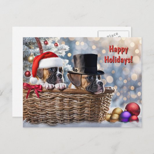 Prettige feestdagen Schattigee Boxer Puppy Dogs (Voorkant / Achterkant)