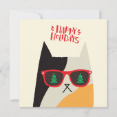 Prettige feestdagen - Schattigee & Cool Santa Cat  Feestdagenkaart (Voorkant)