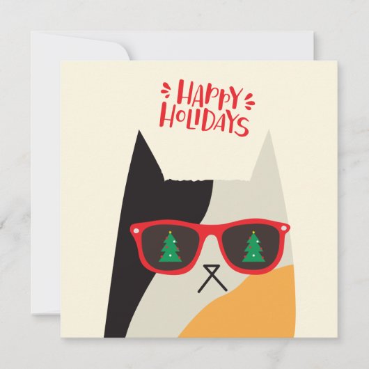 Prettige feestdagen - Schattigee & Cool Santa Cat  Feestdagenkaart (Voorkant)