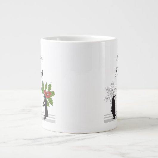 Prettige feestdagen Schattigee grappige kerstpingu Grote Koffiekop (Voorkant)
