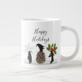 Prettige feestdagen Schattigee grappige kerstpingu Grote Koffiekop (Rechts)