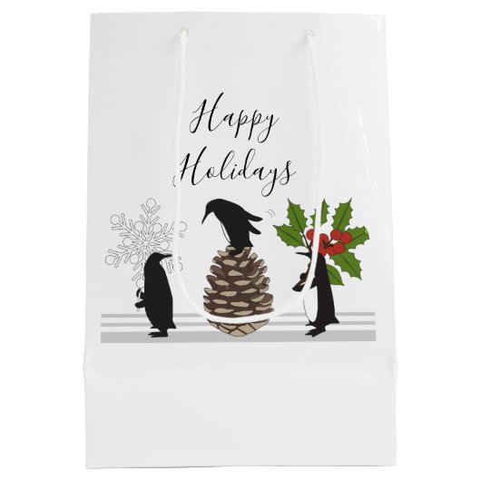 Prettige feestdagen Schattigee grappige kerstpingu Medium Cadeauzakje (Achterkant)