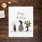 Prettige feestdagen Schattigee grappige pinguïn ke Fleece Deken