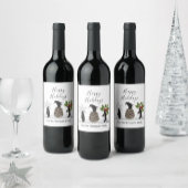 Prettige feestdagen Schattigee grappige pinguïn ke Wijn Etiket