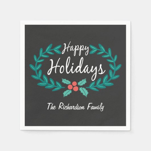 PRETTIGE FEESTDAGEN SCHATTIGEE HANDGETEKENDE KRIJT SERVETTEN (Voorkant)