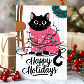 Prettige feestdagen Schattigee kat gewikkeld in li