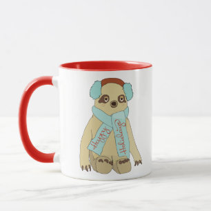 Prettige feestdagen Schattigee kerst luiaard koffi Mok