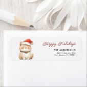 Prettige feestdagen Schattigee Kerstkat Kat Adres Etiket (Insitu)