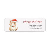 Prettige feestdagen Schattigee Kerstkat Kat Adres Etiket (Voorkant)