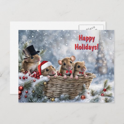 Prettige feestdagen Schattigee kerstmuis in een ma (Voorkant / Achterkant)