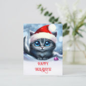 Prettige feestdagen Schattigee Kitten en Santa Hat (Staand voorkant)