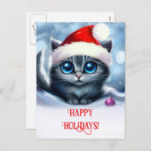 Prettige feestdagen Schattigee Kitten en Santa Hat (Voorkant / Achterkant)