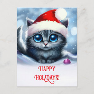 Prettige feestdagen Schattigee Kitten en Santa Hat