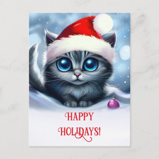 Prettige feestdagen Schattigee Kitten en Santa Hat (Voorkant)