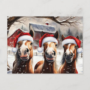 Prettige feestdagen Schattigee paarden Santa Hat