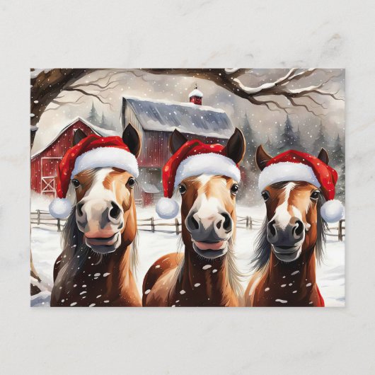 Prettige feestdagen Schattigee paarden Santa Hat (Voorkant)