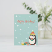 Prettige feestdagen Schattigee pinguïn | Kerstmis Briefkaart (Staand voorkant)