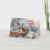 Prettige feestdagen Schattigee Pitbull puppy in ma Kaart (Voorkant)