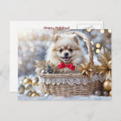 Prettige feestdagen Schattigee Pomeranian Puppy Ch (Voorkant / Achterkant)