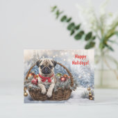 Prettige feestdagen Schattigee Pug Puppy Dog (Staand voorkant)