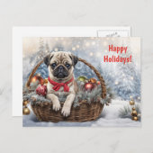 Prettige feestdagen Schattigee Pug Puppy Dog (Voorkant / Achterkant)