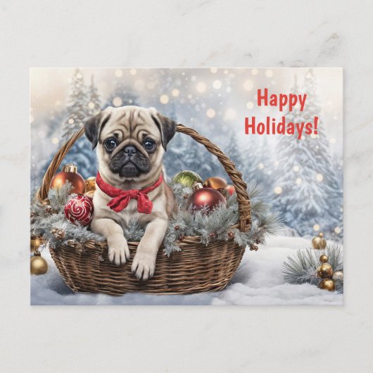 Prettige feestdagen Schattigee Pug Puppy Dog (Voorkant)