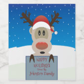 Prettige feestdagen Schattigee rendierwijnetikette Wijn Etiket (Enkel label)