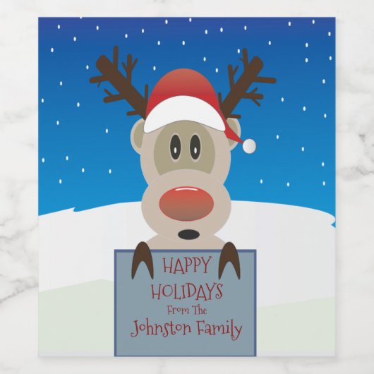 Prettige feestdagen Schattigee rendierwijnetikette Wijn Etiket (Enkel label)