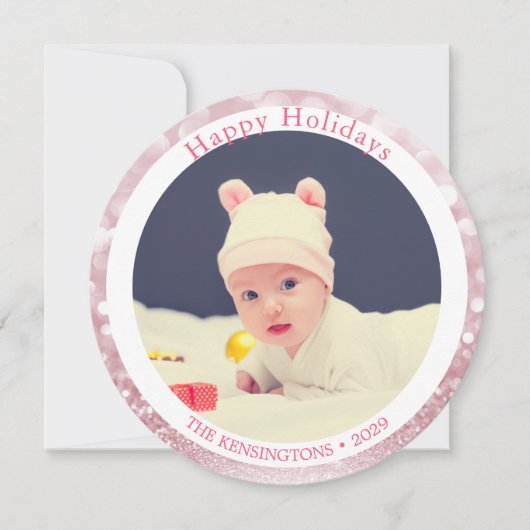 Prettige feestdagen Schattigee roze glitter Feestdagenkaart (Voorkant)