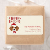 Prettige feestdagen - Schattigee Santa Beagle Kers Etiket (Insitu)