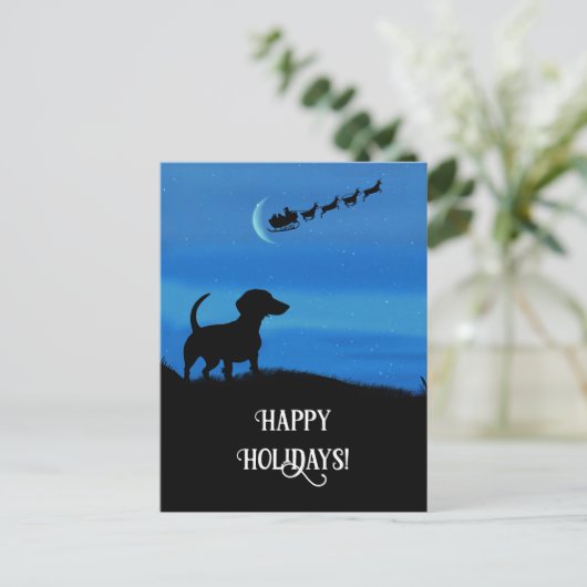 Prettige feestdagen Schattigee Teckel Santa (Staand voorkant)