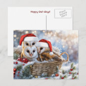 Prettige feestdagen Schattigee uilen Wildlife Sant (Voorkant / Achterkant)
