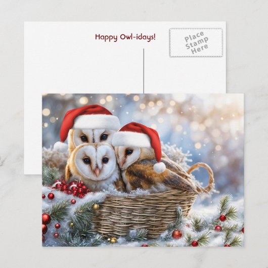 Prettige feestdagen Schattigee uilen Wildlife Sant (Voorkant / Achterkant)