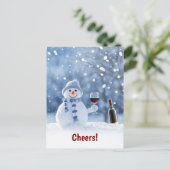 Prettige feestdagen Schattigee wijn en sneeuwpoppe (Staand voorkant)