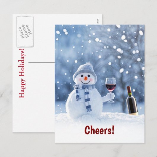 Prettige feestdagen Schattigee wijn en sneeuwpoppe (Voorkant / Achterkant)