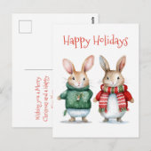 Prettige feestdagen - Schattigee winterkonijntjes Briefkaart (Voorkant / Achterkant)