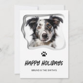 Prettige feestdagen Schattigee Zwarte Witte Hond K Feestdagenkaart (Voorkant)