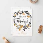 Prettige feestdagen Schattigeste Elegant Notitiekaartje (Voorkant / Achterkant in situ)