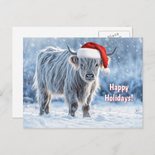 Prettige feestdagen Schattigeste Highland Calf in  (Voorkant / Achterkant)